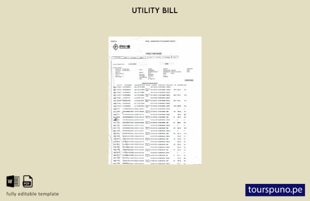 listo para imprimir plantilla de word   factura de servicios públicos PHED de In
